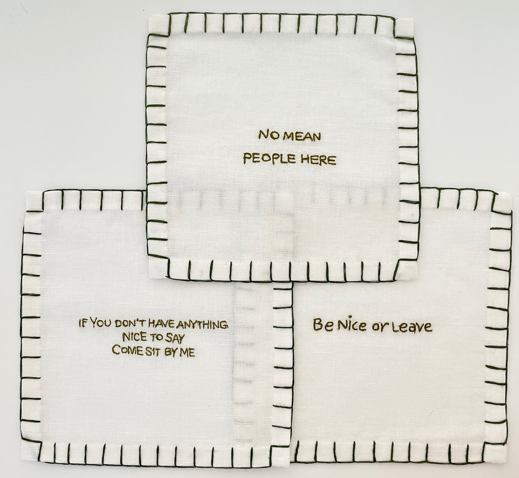 O) No Mean People Here... Cocktail Napkins (set of 6)